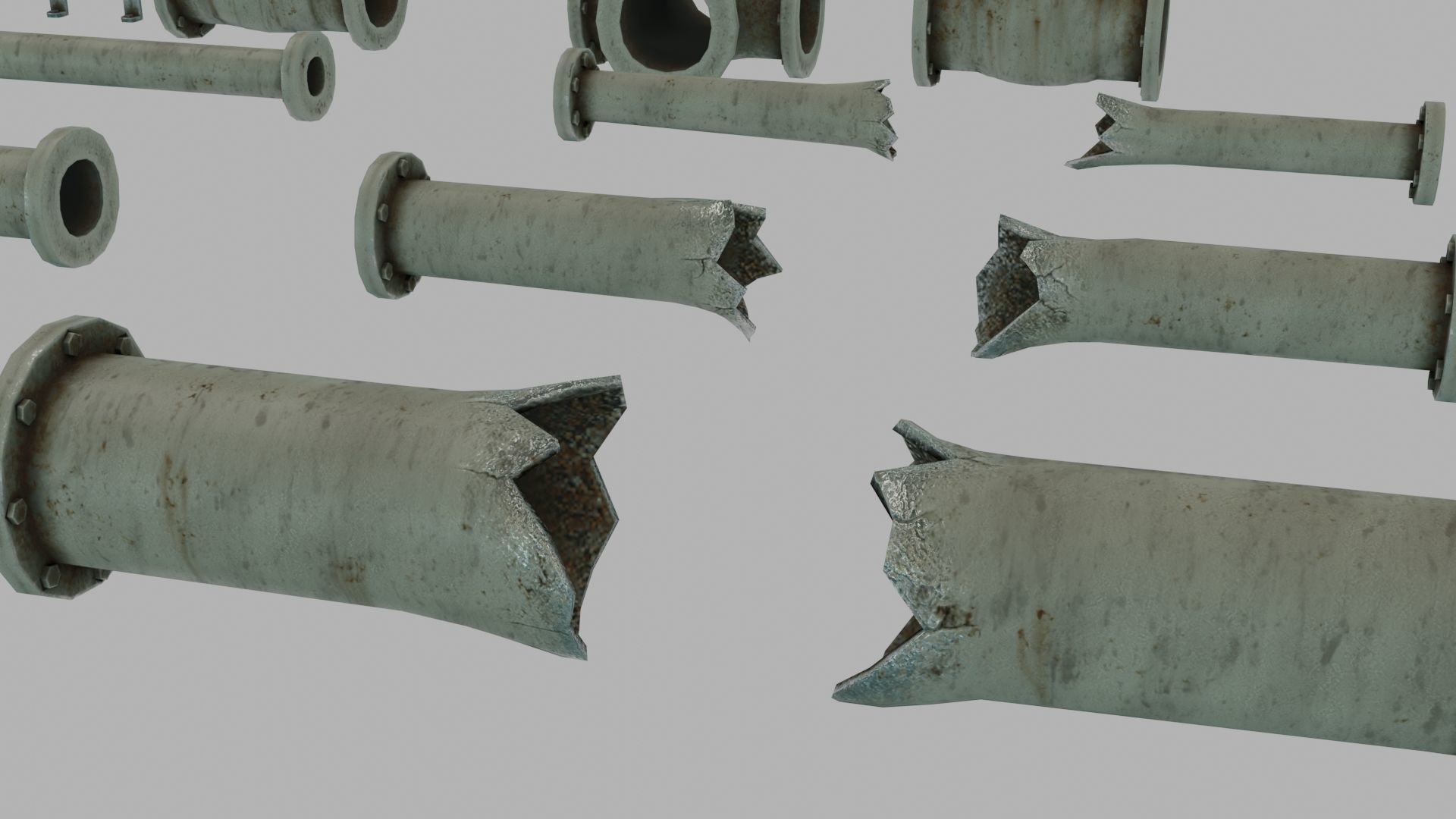 Low Poly Modular PBR Pipe Asset Collection Low-poly 3D model_18