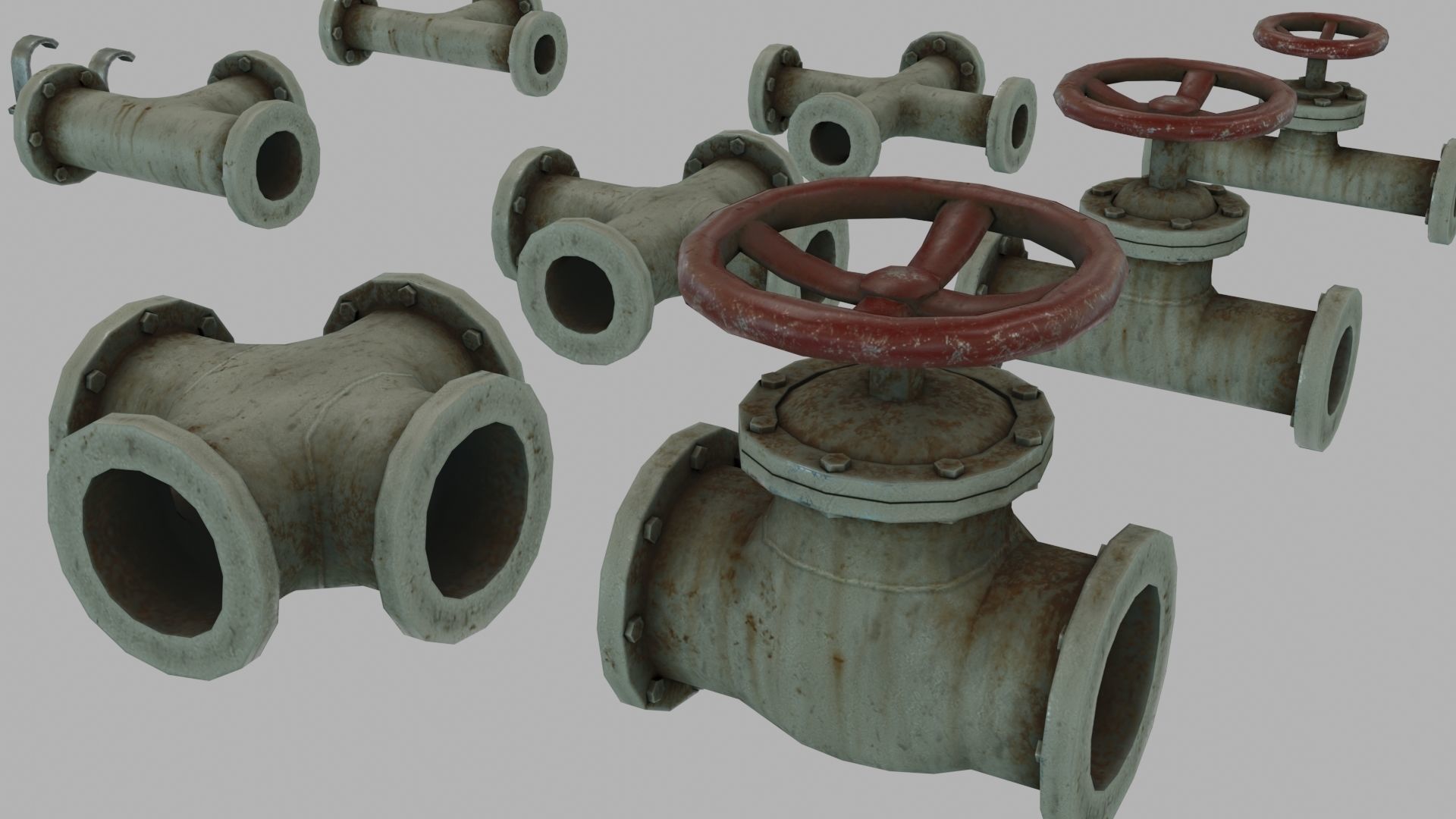 Low Poly Modular PBR Pipe Asset Collection Low-poly 3D model_14