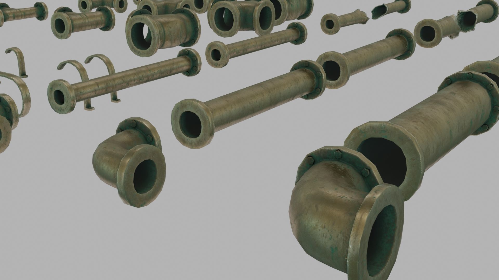 Low Poly Modular PBR Pipe Asset Collection Low-poly 3D model_13