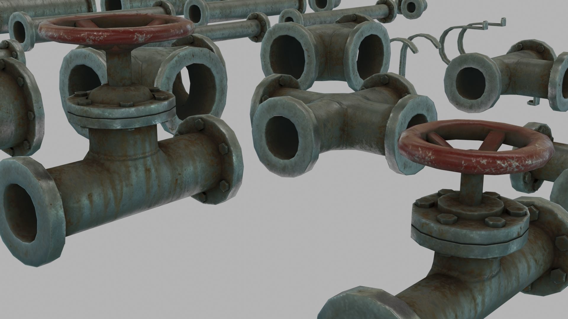Low Poly Modular PBR Pipe Asset Collection Low-poly 3D model_5