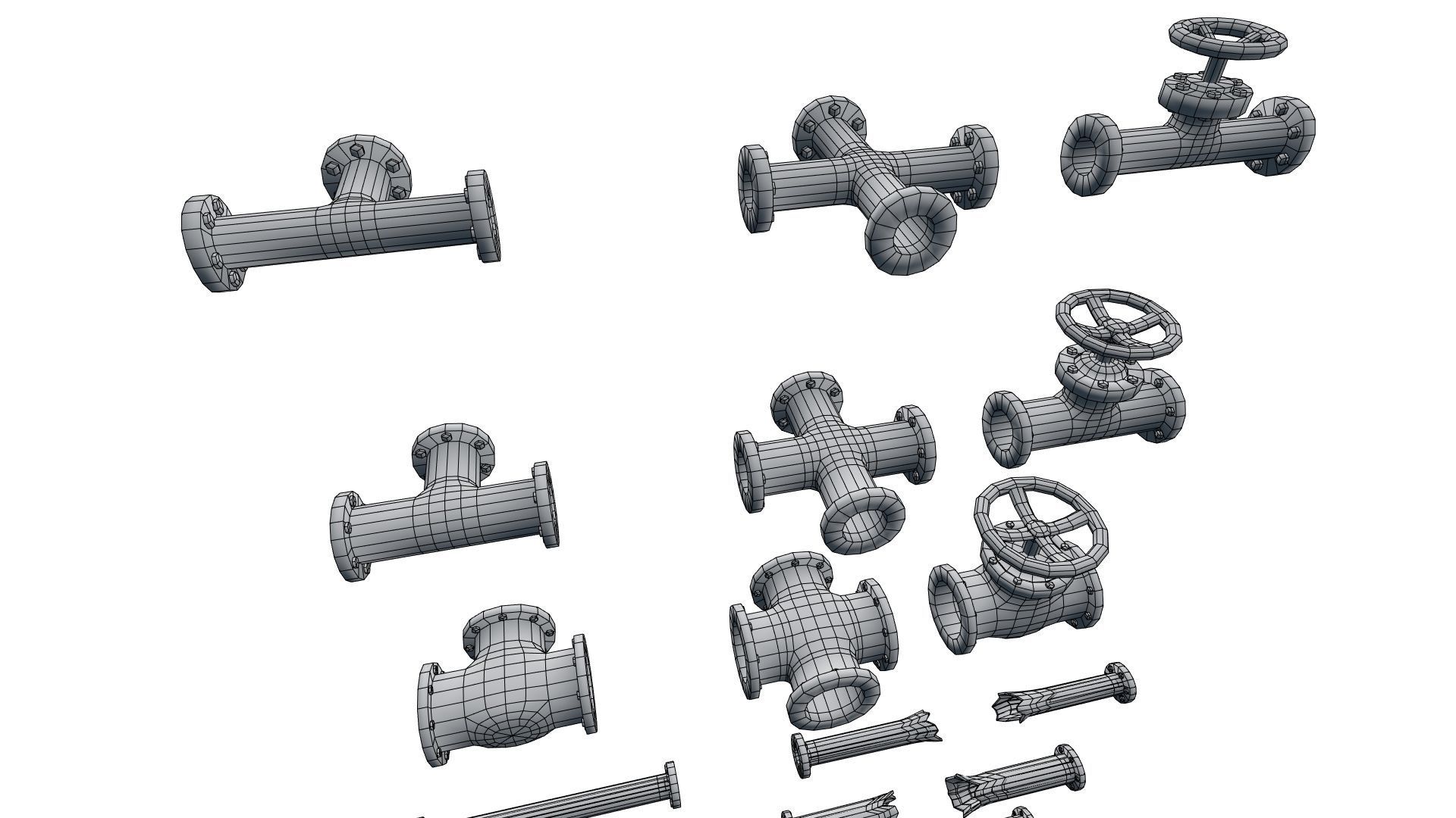 Low Poly Modular PBR Pipe Asset Collection Low-poly 3D model_26
