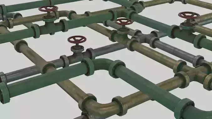 Low Poly Modular PBR Pipe Asset Collection Low-poly 3D model