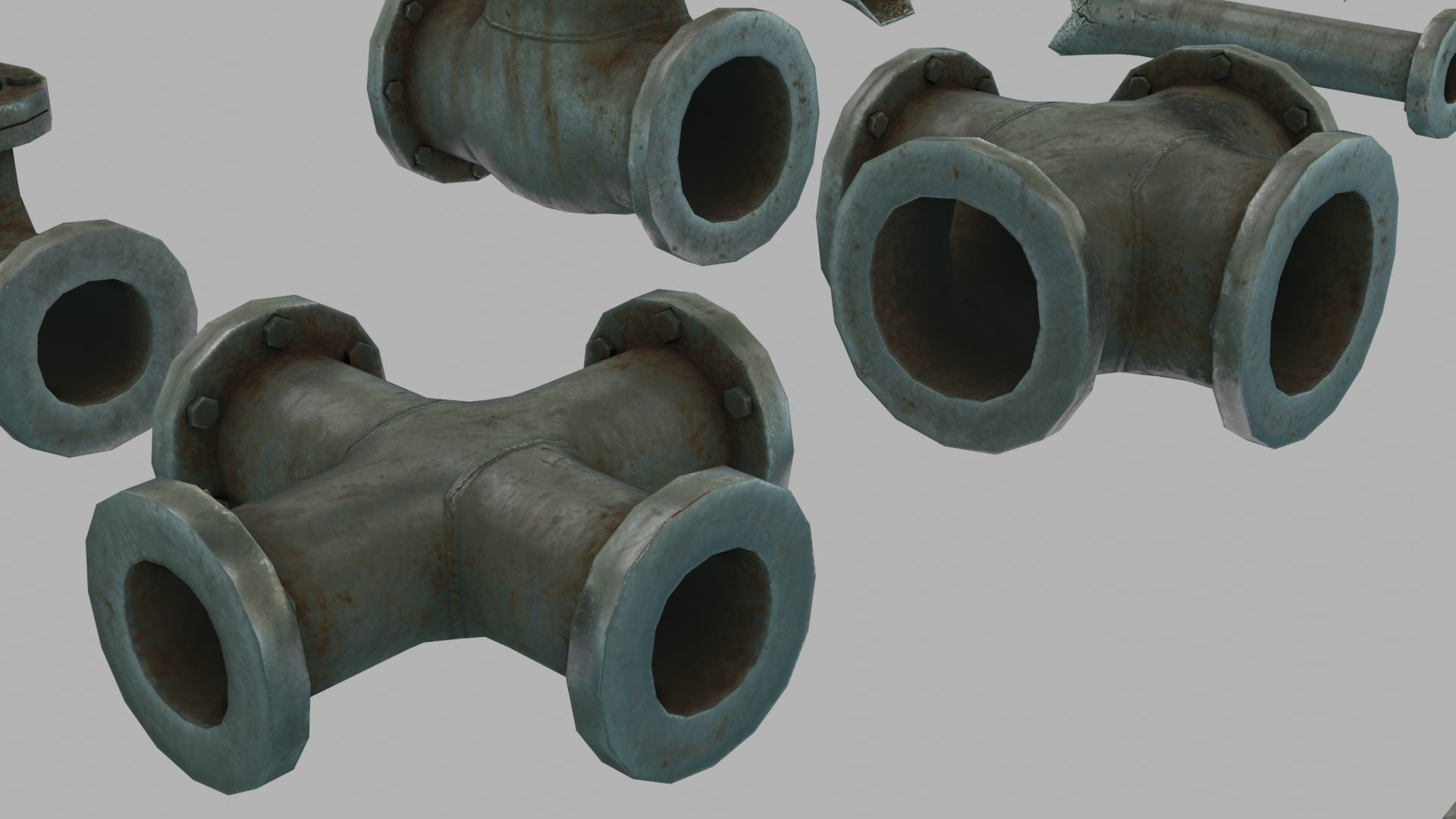 Low Poly Modular PBR Pipe Asset Collection Low-poly 3D model_6