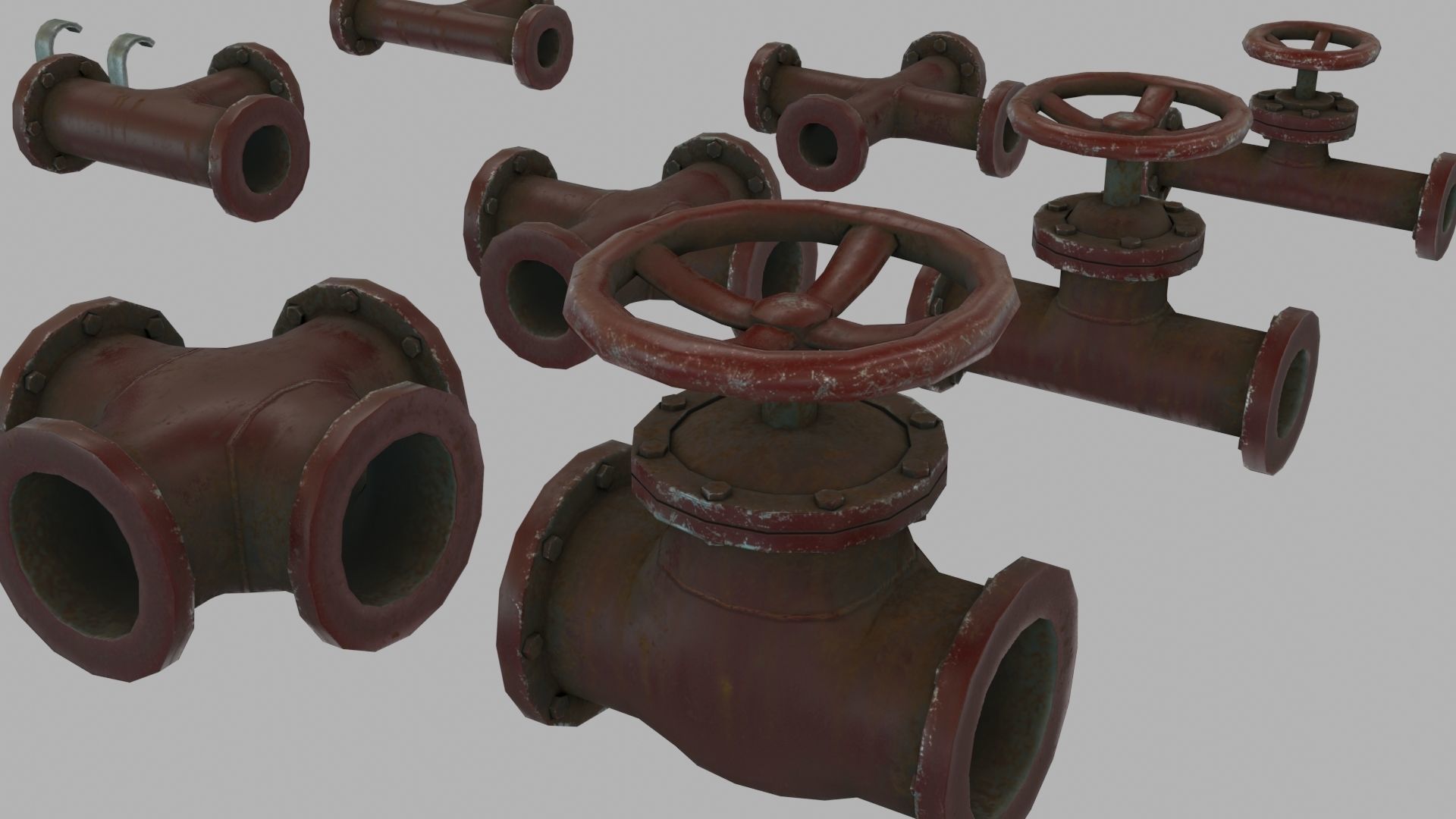 Low Poly Modular PBR Pipe Asset Collection Low-poly 3D model_22