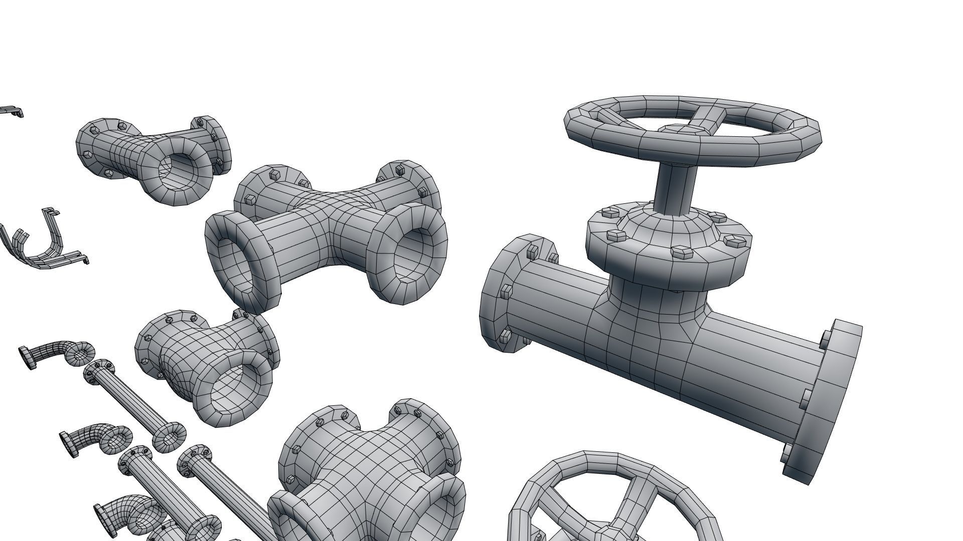 Low Poly Modular PBR Pipe Asset Collection Low-poly 3D model_27