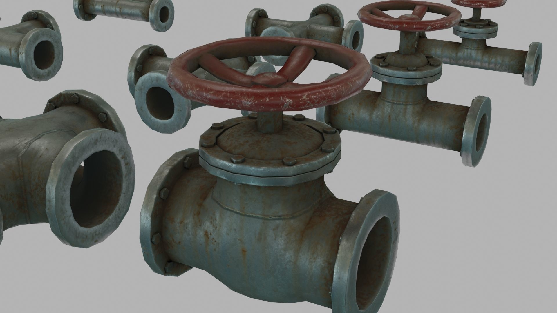 Low Poly Modular PBR Pipe Asset Collection Low-poly 3D model_4