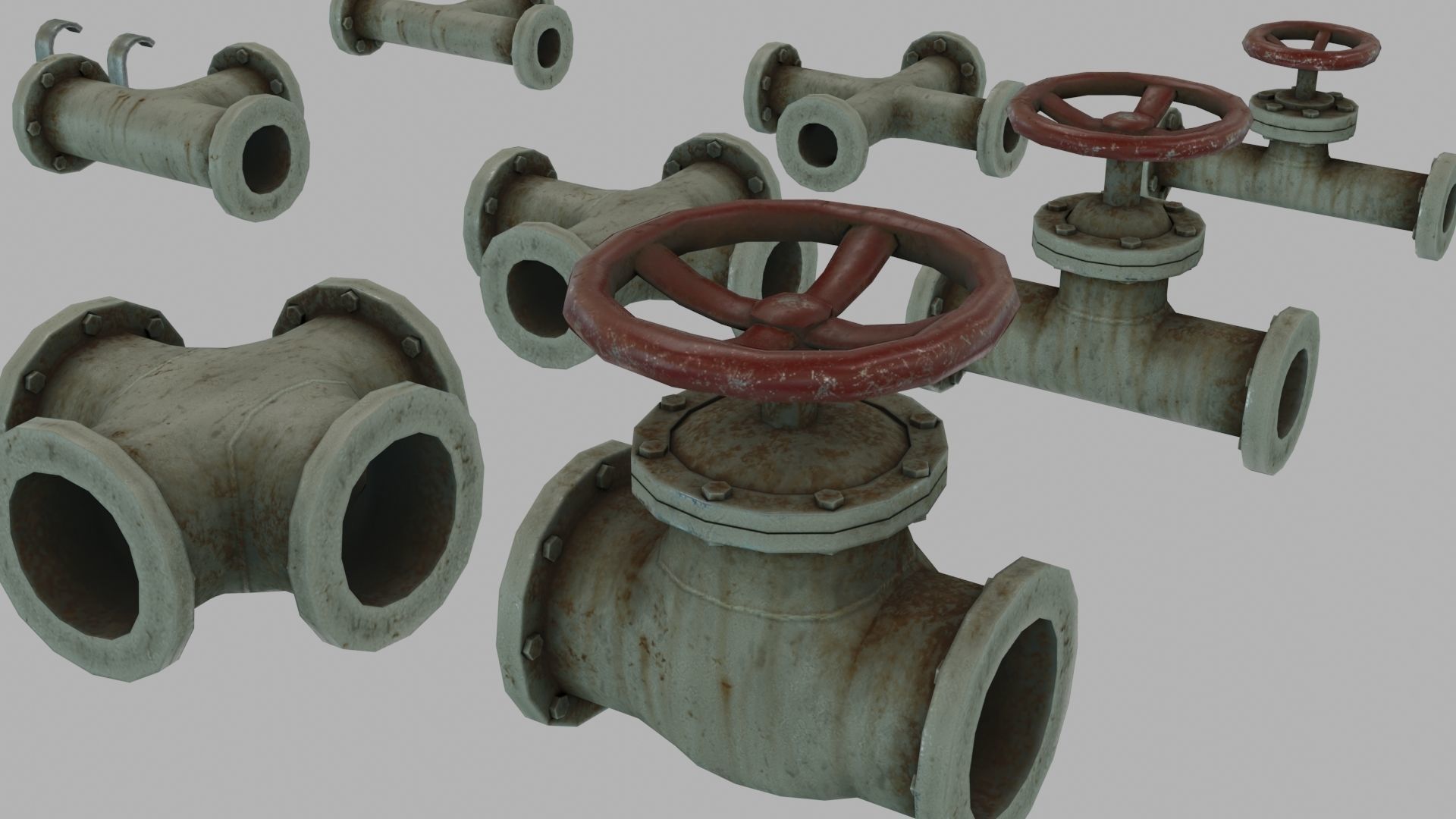 Low Poly Modular PBR Pipe Asset Collection Low-poly 3D model_23