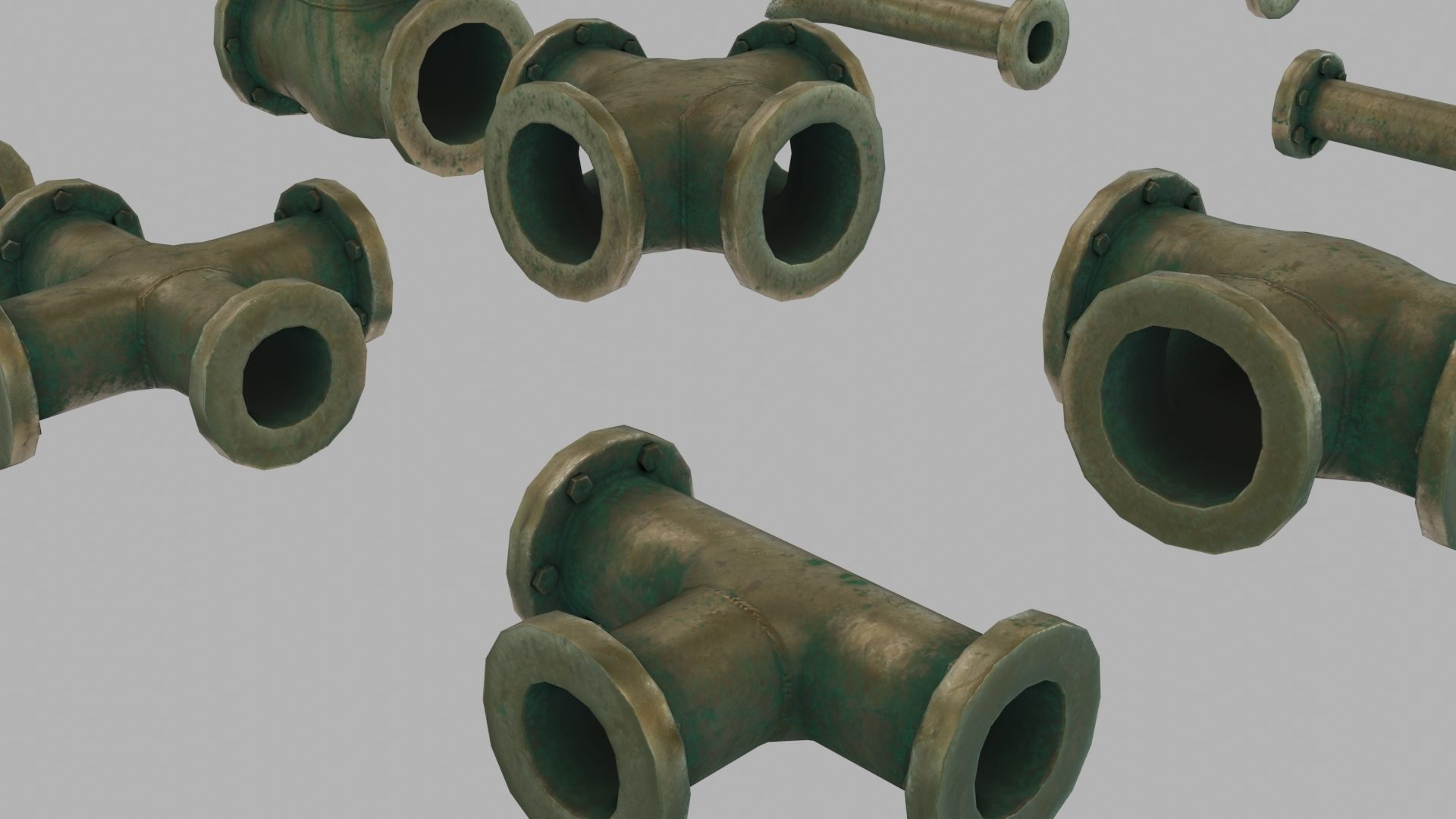 Low Poly Modular PBR Pipe Asset Collection Low-poly 3D model_12