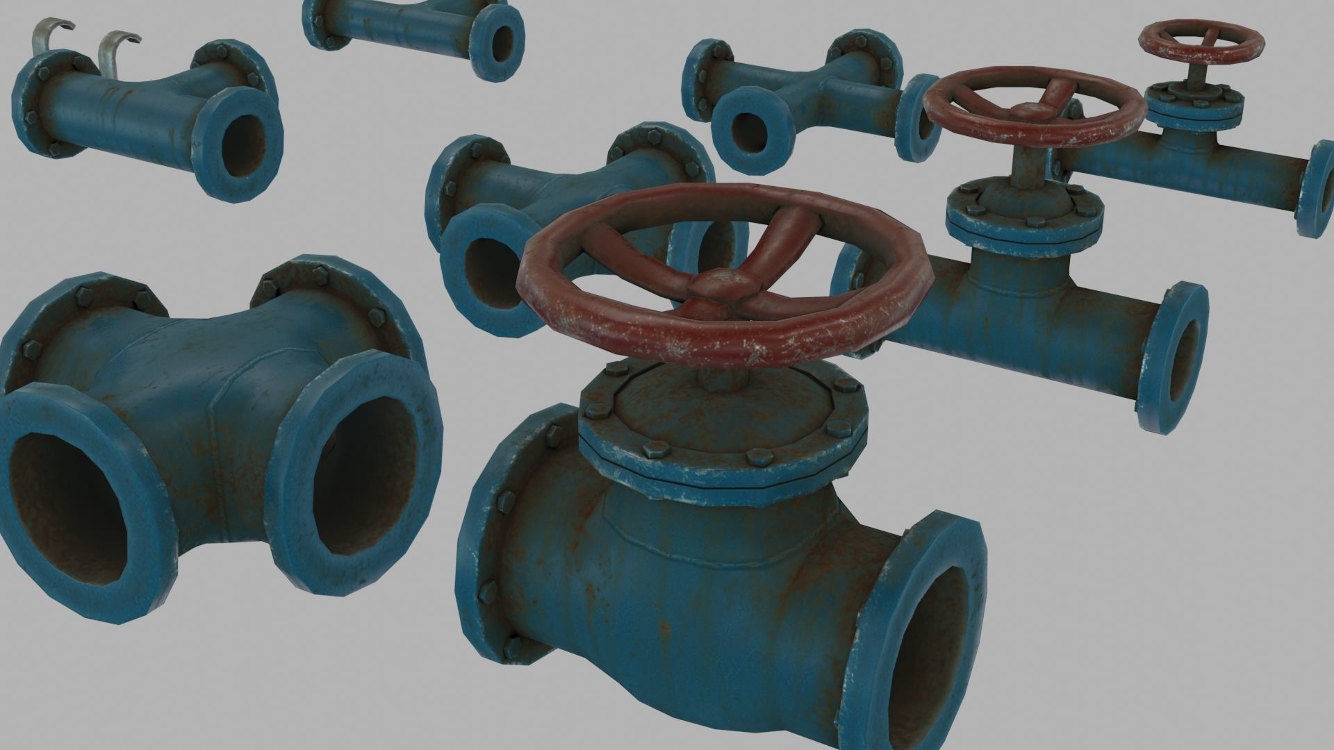 Low Poly Modular PBR Pipe Asset Collection Low-poly 3D model_21