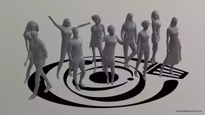 Low Poly People Pack 007 - 10 Pieces R 3D Model Collection