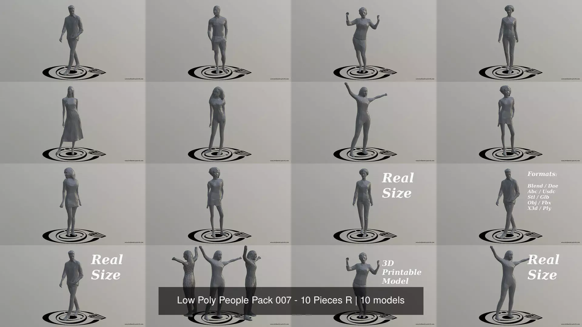 Low Poly People Pack 007 - 10 Pieces R 3D Model Collection_1