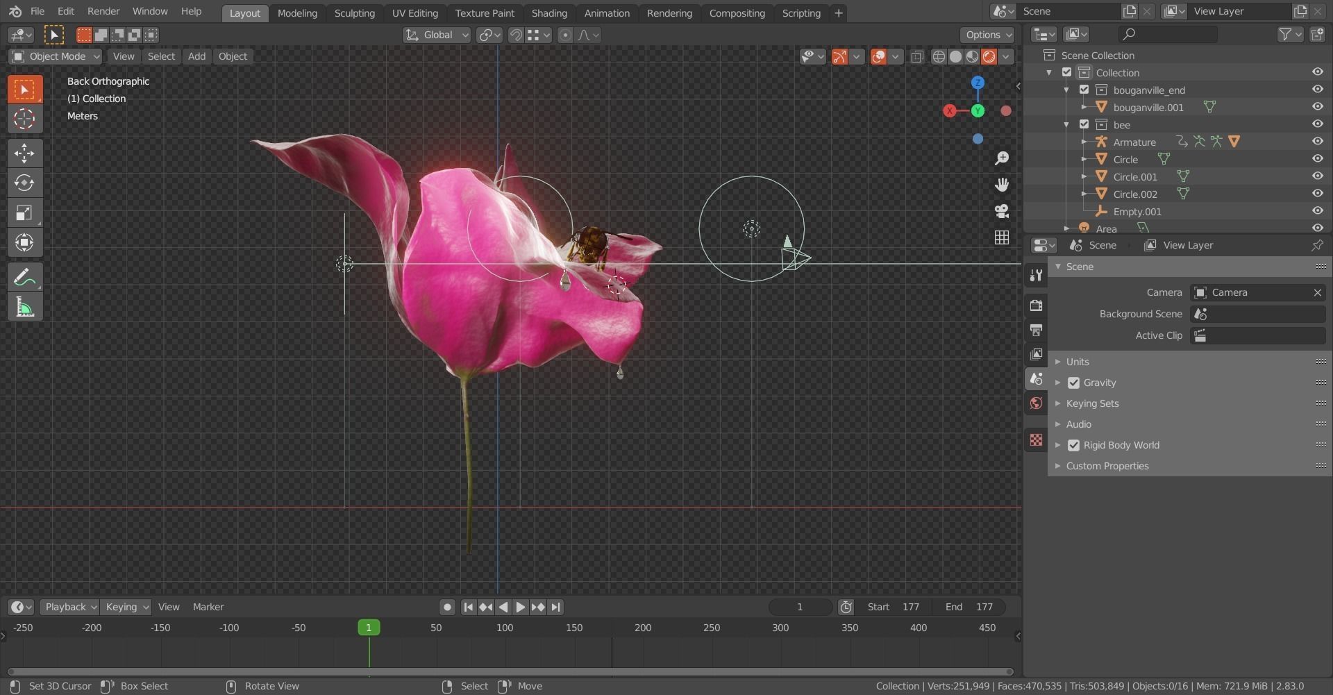 Bouganville flower with hornet 3D model_4
