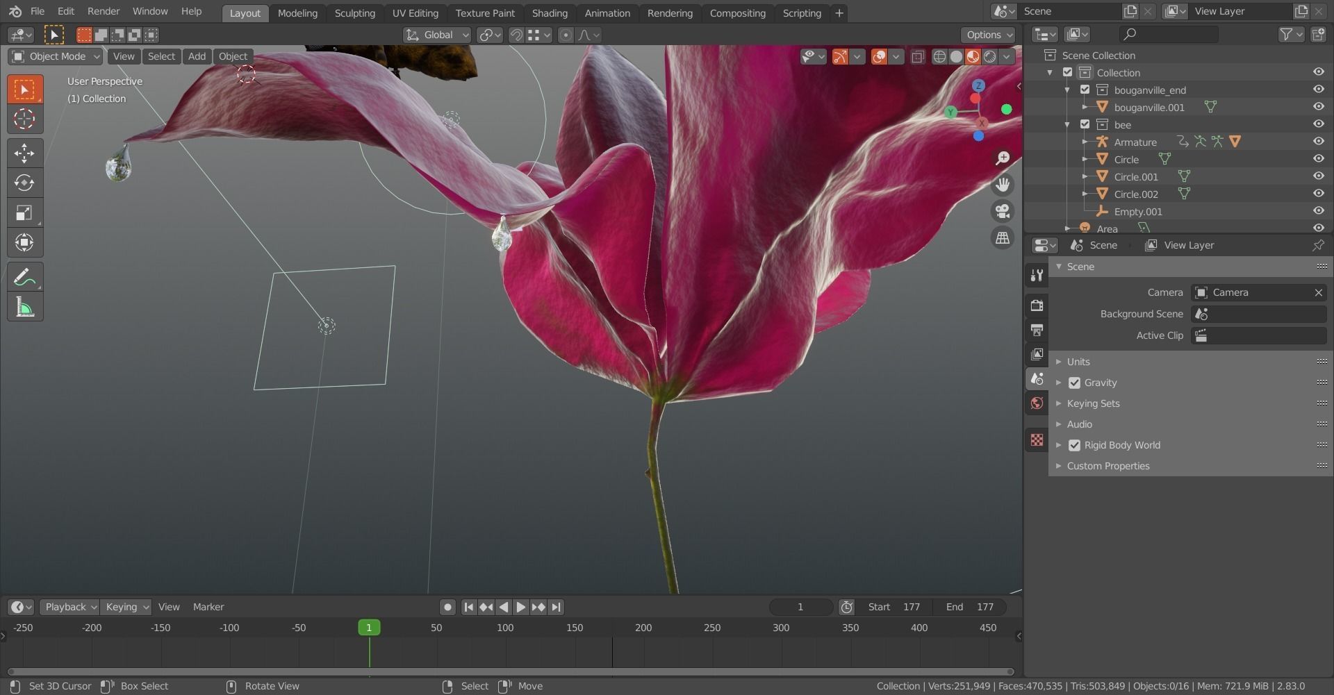 Bouganville flower with hornet 3D model_16