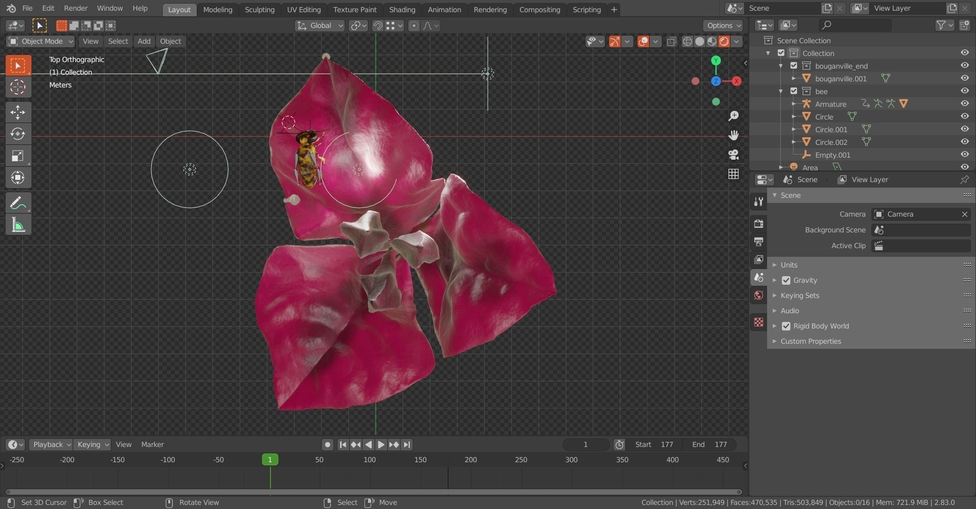 Bouganville flower with hornet 3D model_6