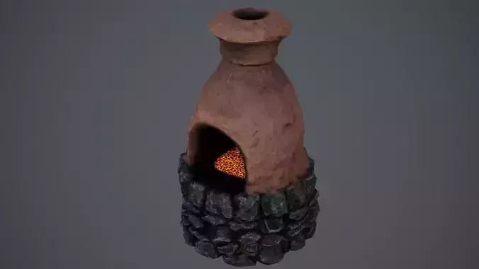 Fan art of primitive Furnace  Low-poly 3D model