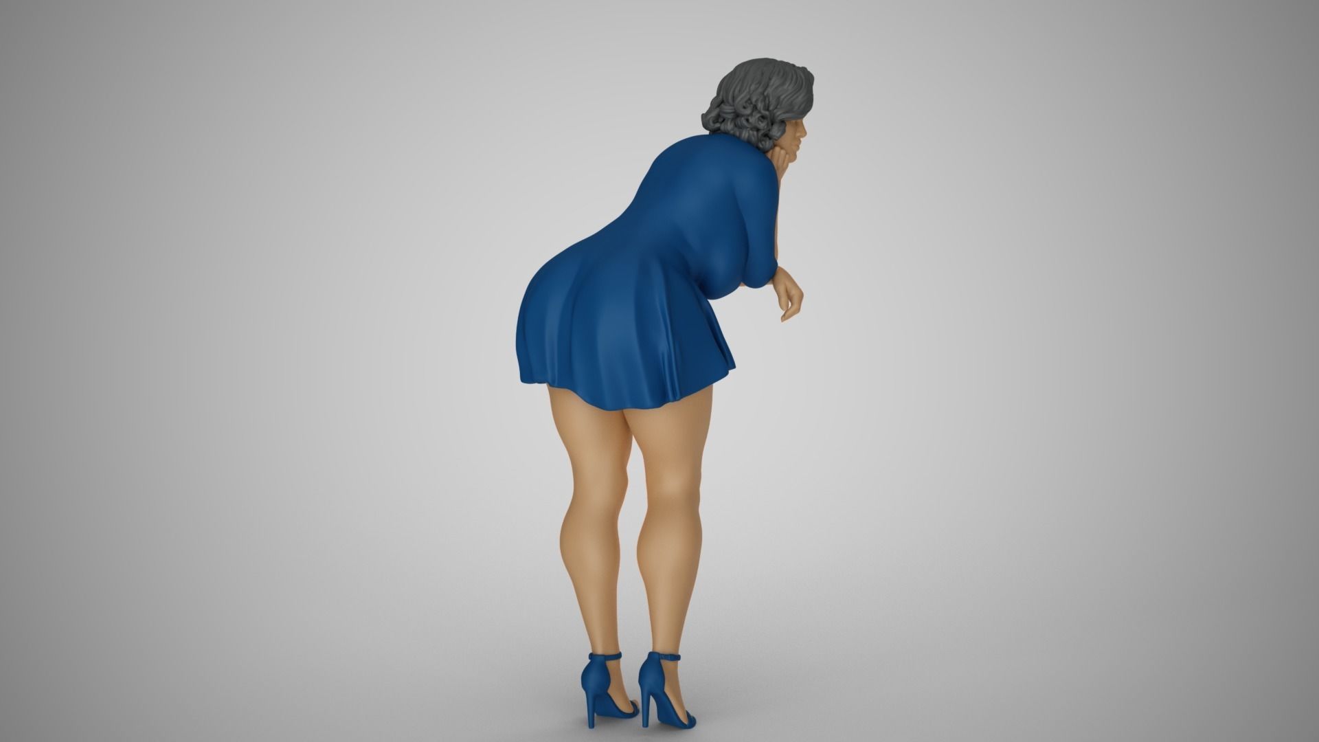 Woman Lean on Table 3D print model_5
