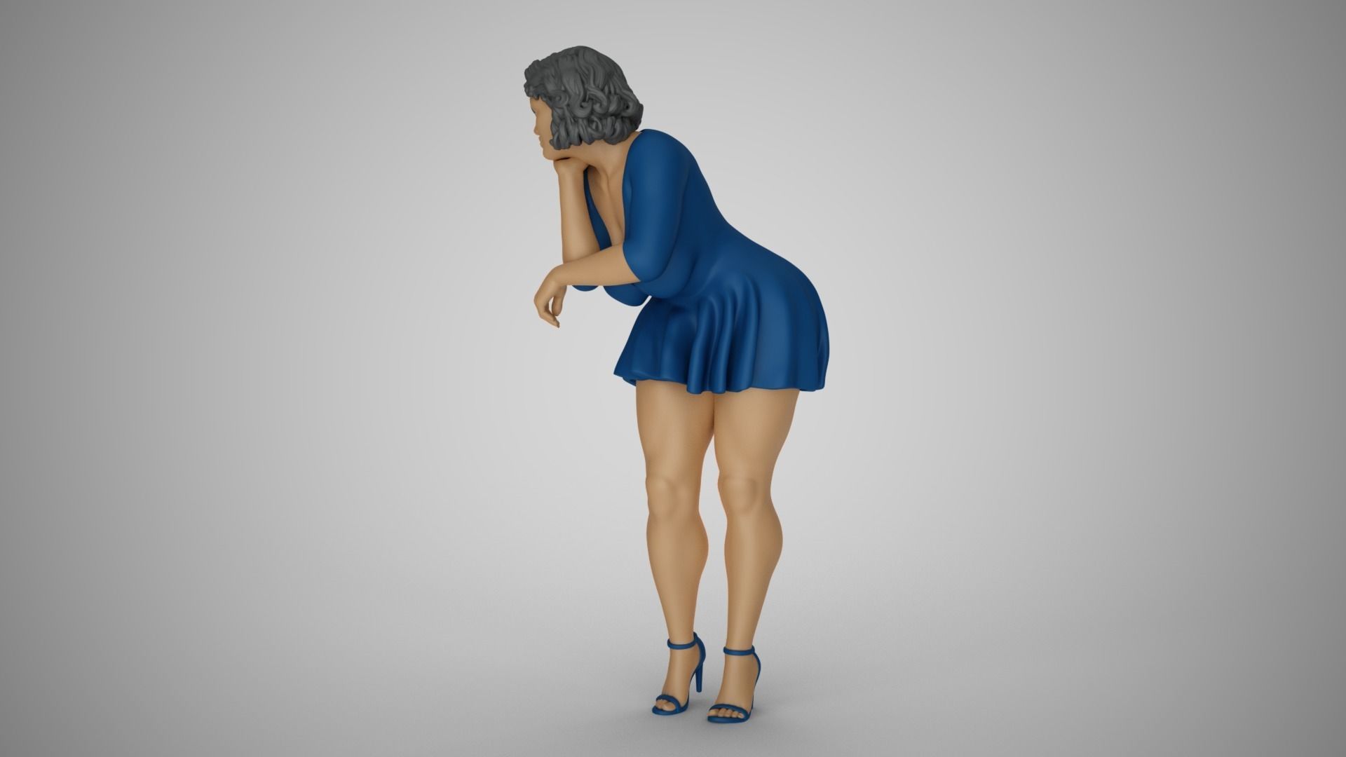 Woman Lean on Table 3D print model_9