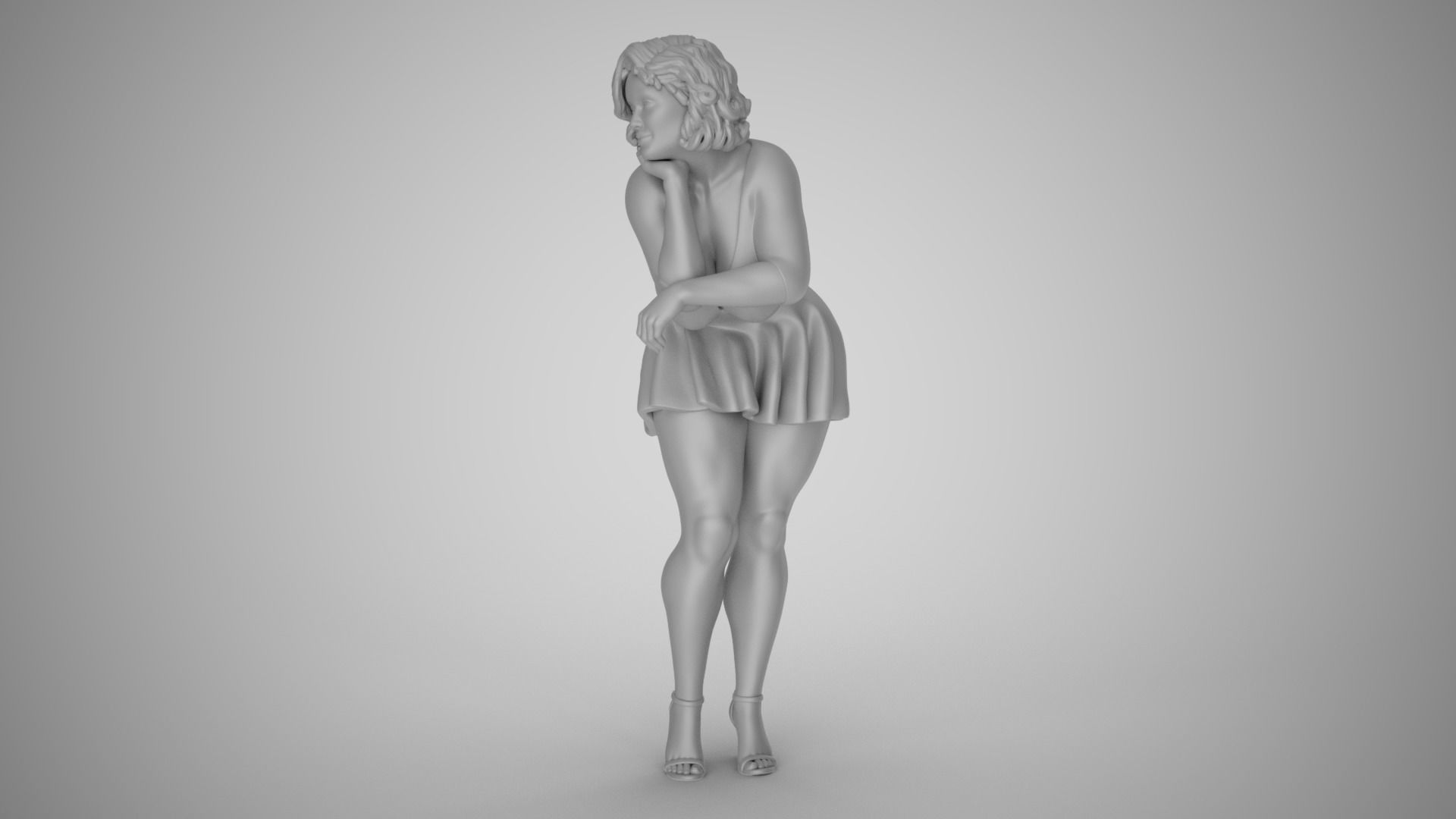 Woman Lean on Table 3D print model_1