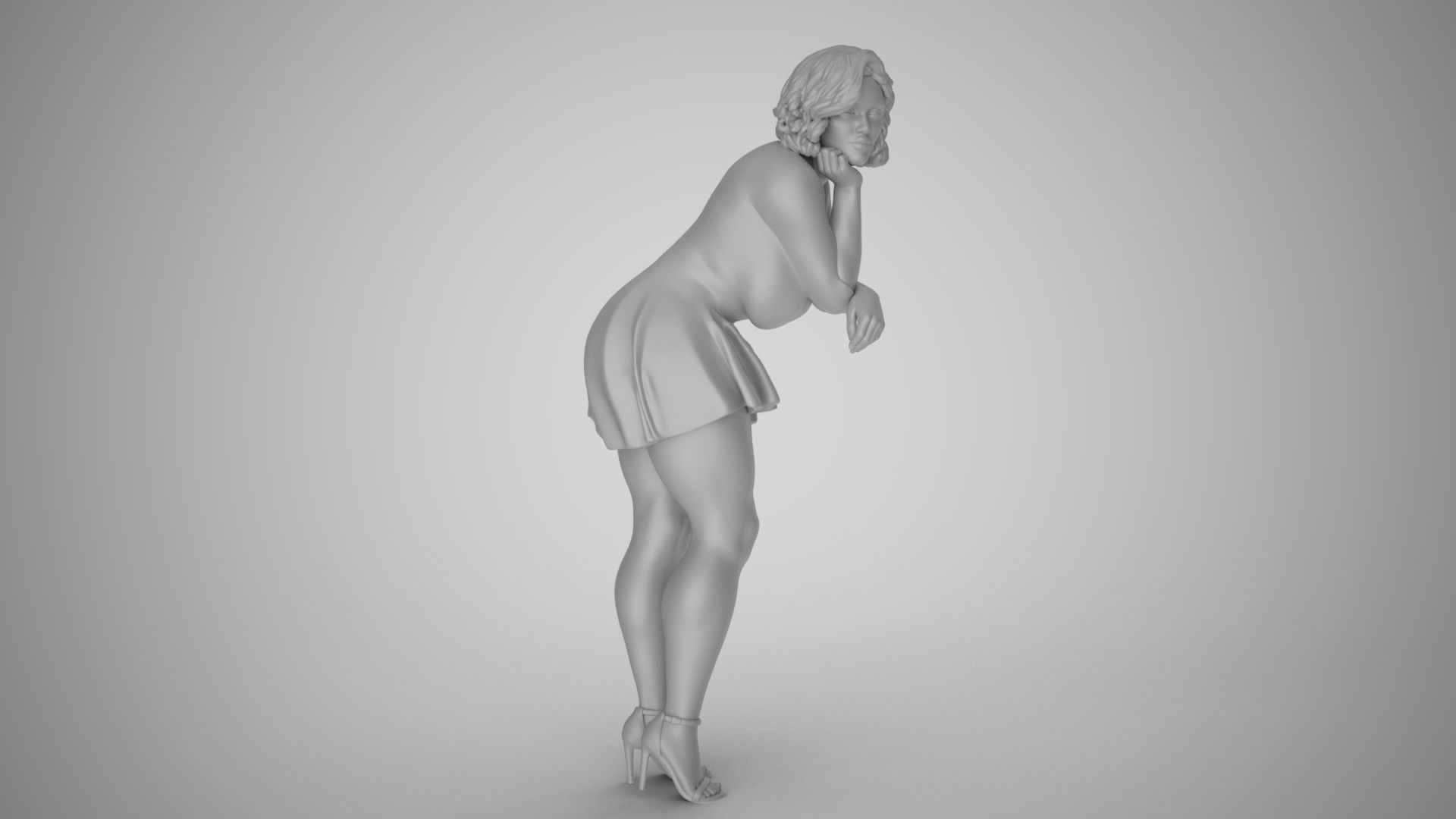 Woman Lean on Table 3D print model_3