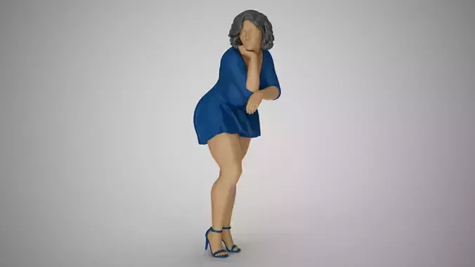 Woman Lean on Table 3D print model