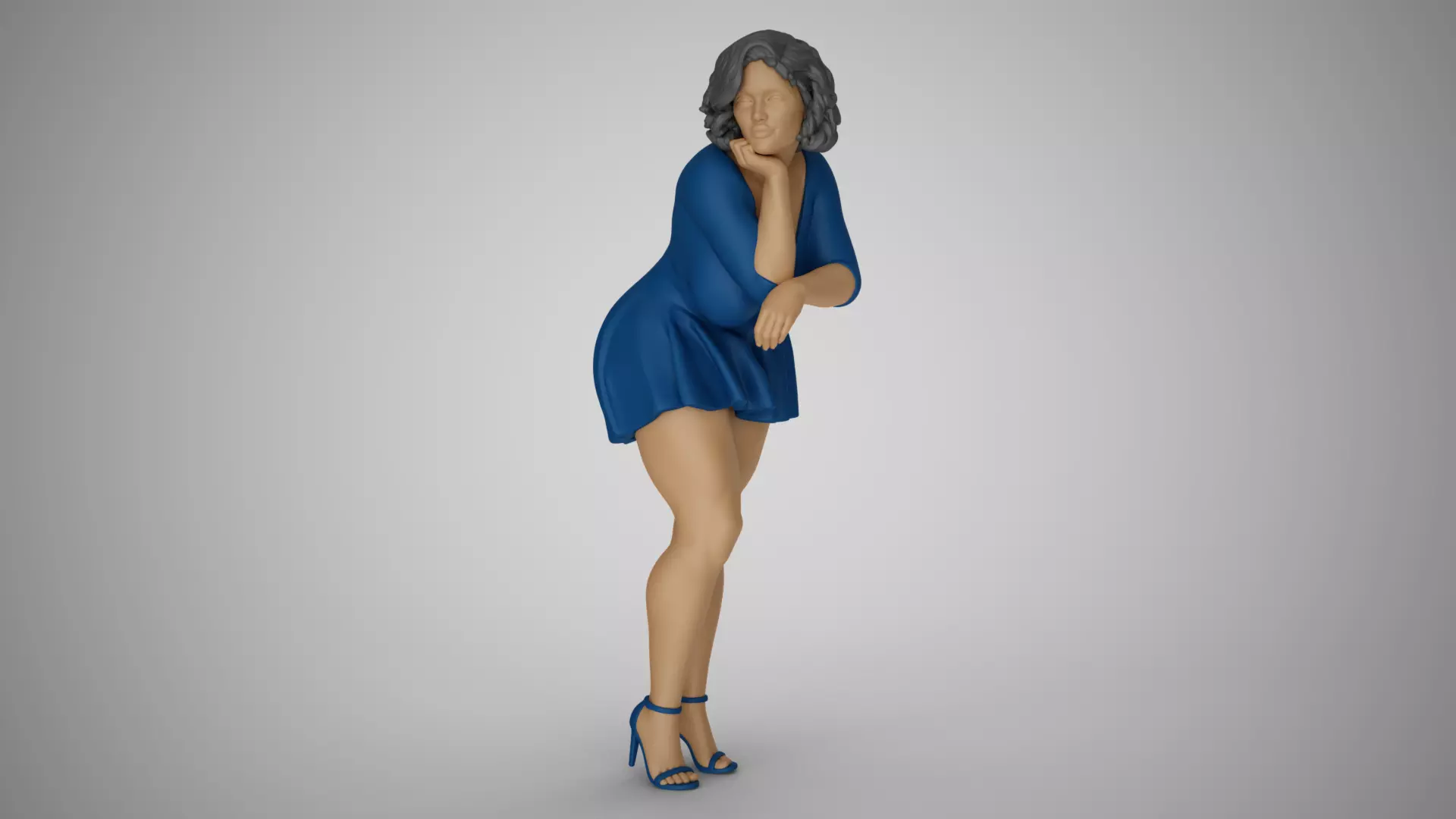 Woman Lean on Table 3D print model_0