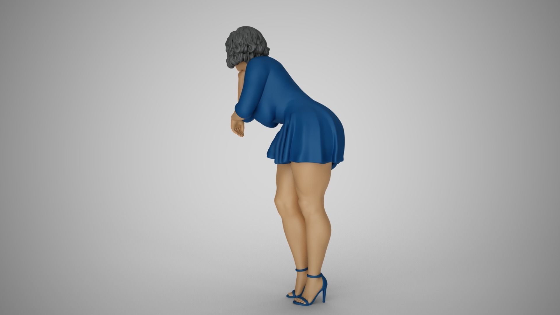 Woman Lean on Table 3D print model_8