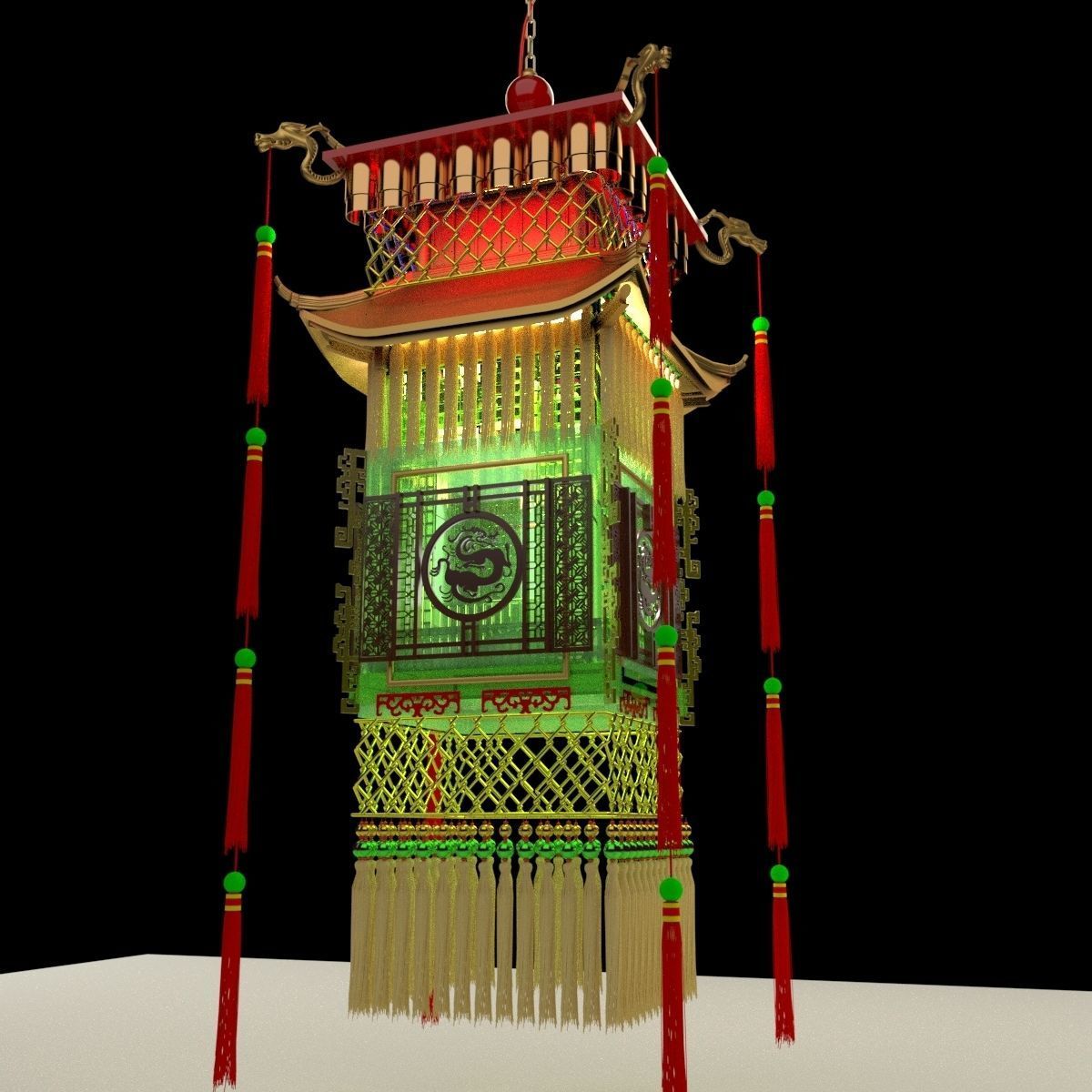 Chinese palace Lantern 3D model_3