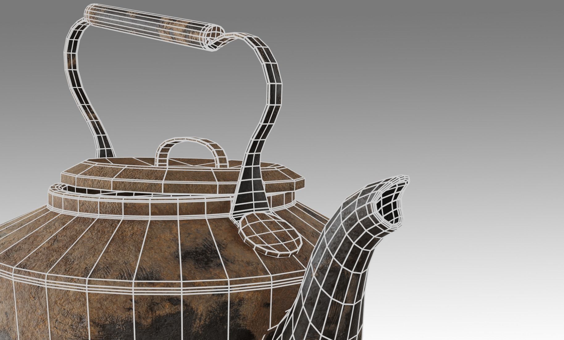 Teapot old tea kettle with handle Free low-poly 3D model_12
