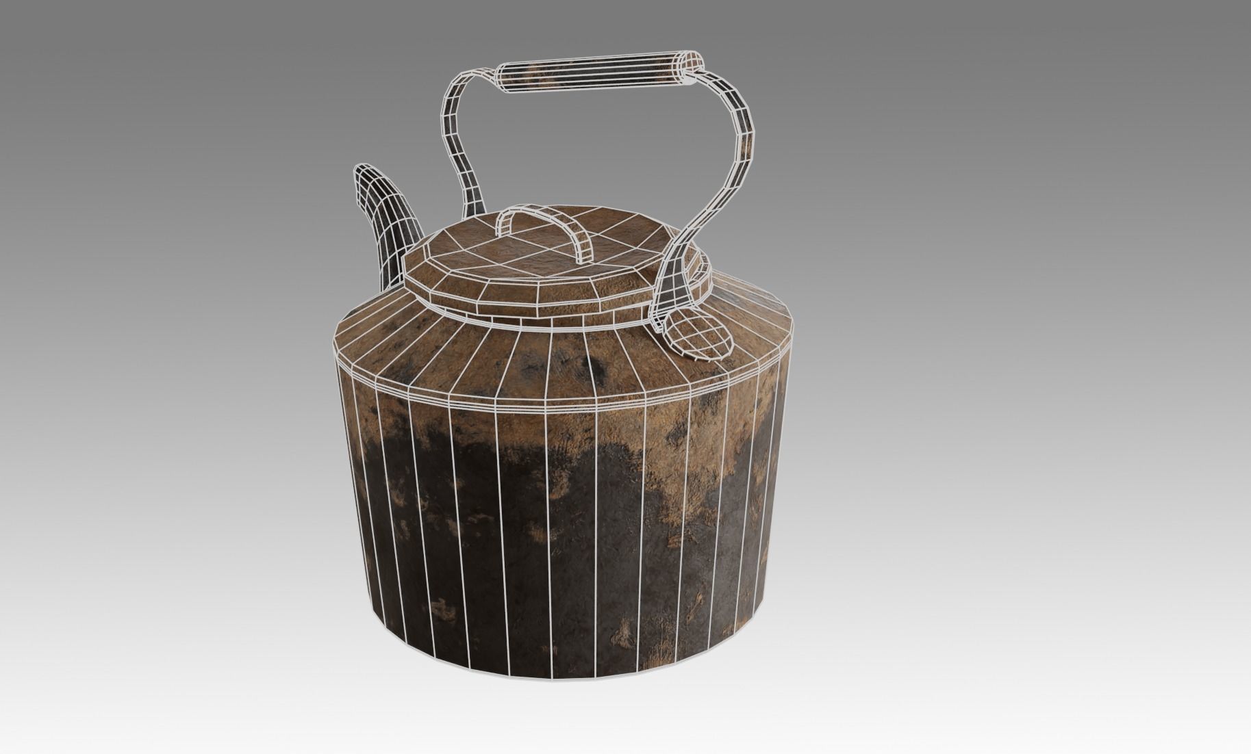 Teapot old tea kettle with handle Free low-poly 3D model_8