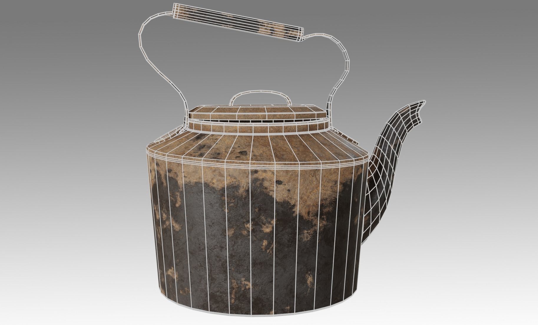 Teapot old tea kettle with handle Free low-poly 3D model_11