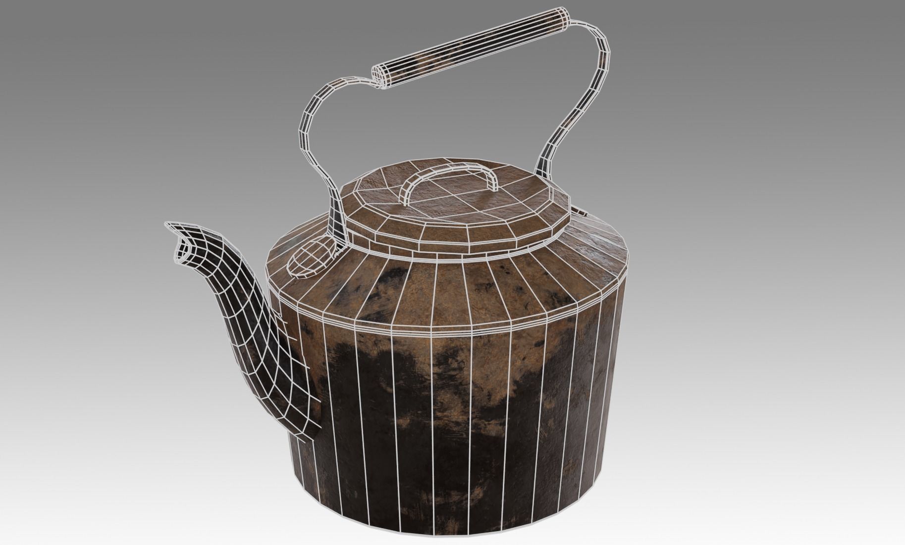 Teapot old tea kettle with handle Free low-poly 3D model_7