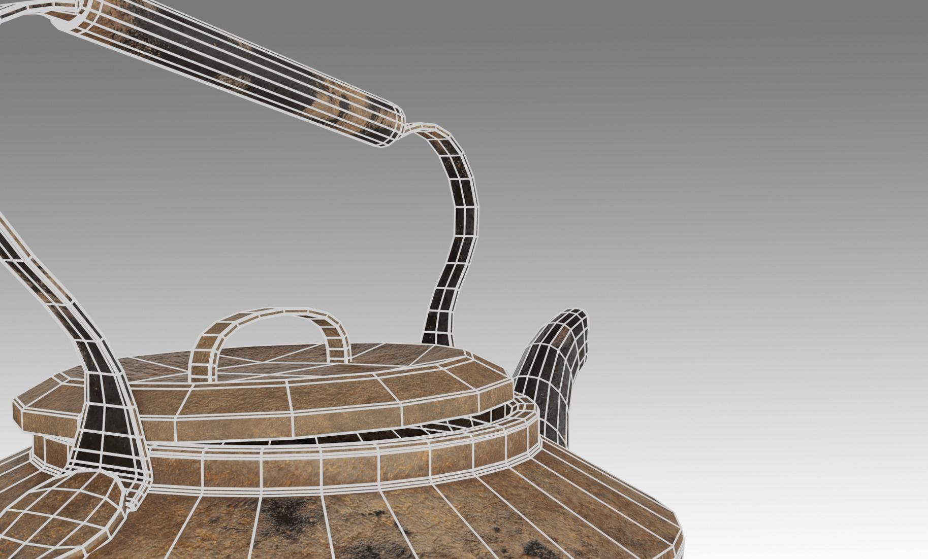 Teapot old tea kettle with handle Free low-poly 3D model_13