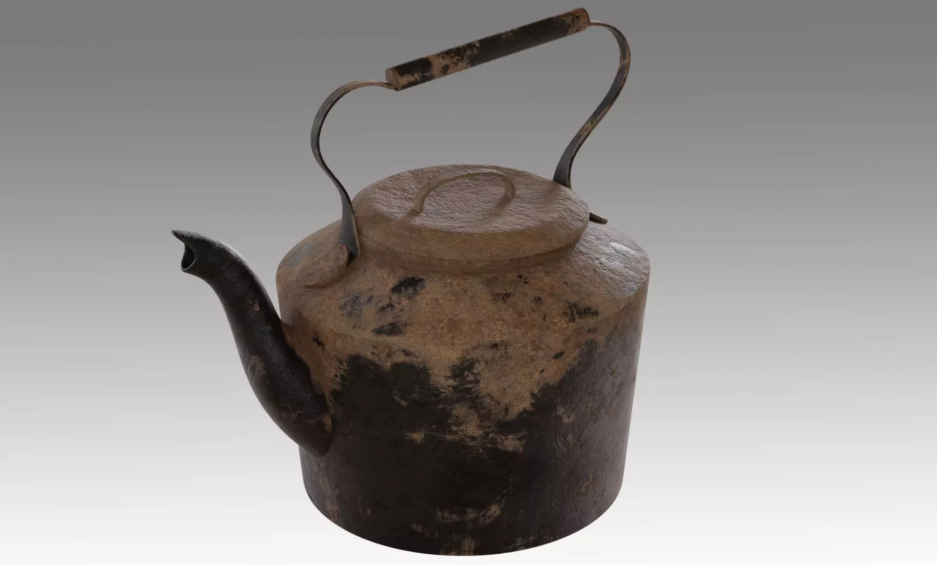 Teapot old tea kettle with handle Free low-poly 3D model_0