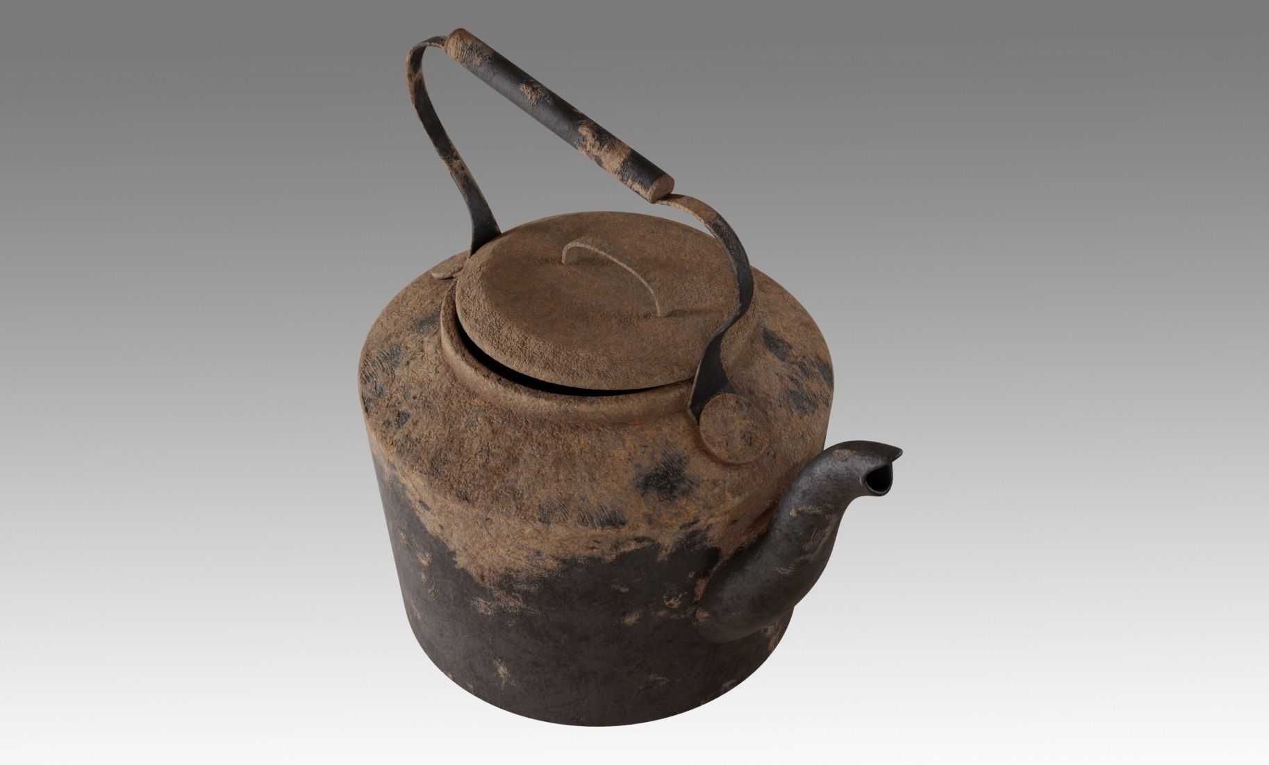 Teapot old tea kettle with handle Free low-poly 3D model_3