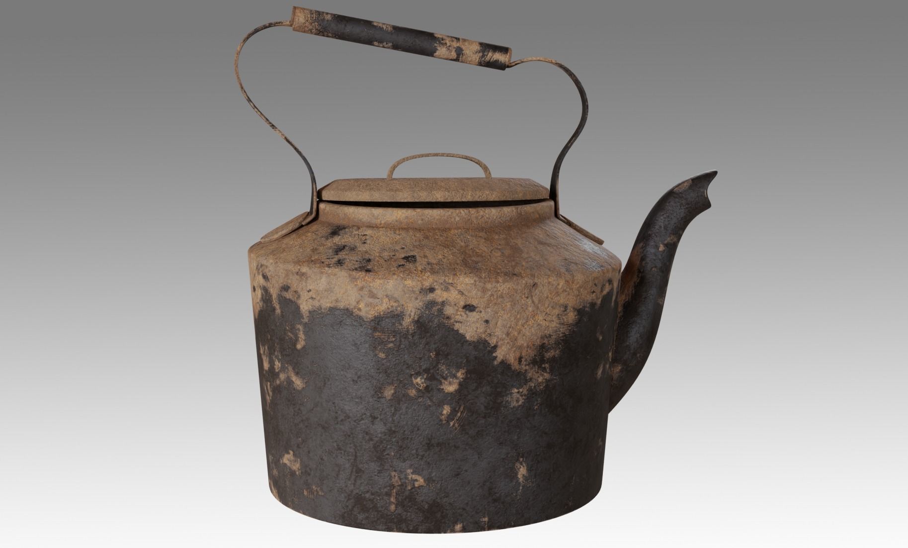 Teapot old tea kettle with handle Free low-poly 3D model_4