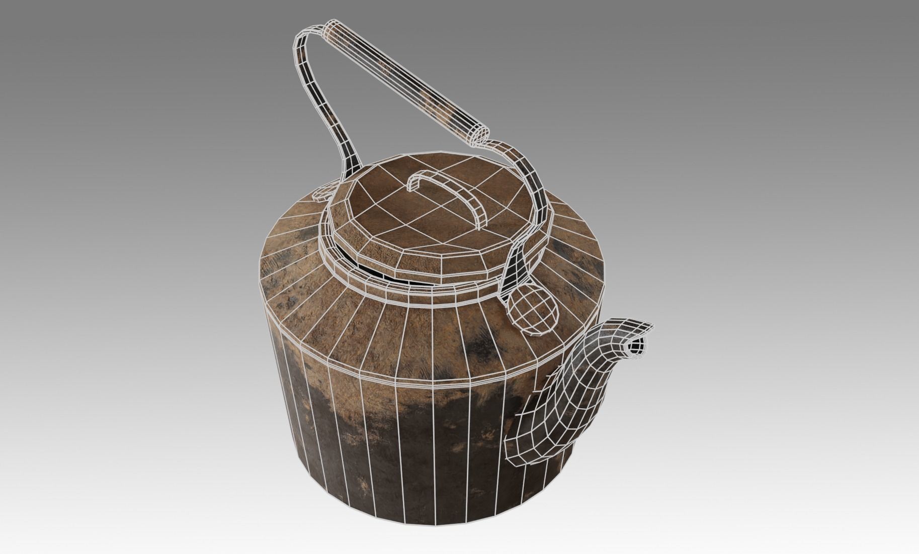 Teapot old tea kettle with handle Free low-poly 3D model_10