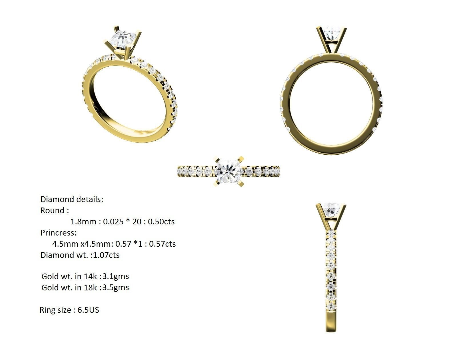 Women solitaire ring full US finger size 3dm stl render detail  3D print model_5