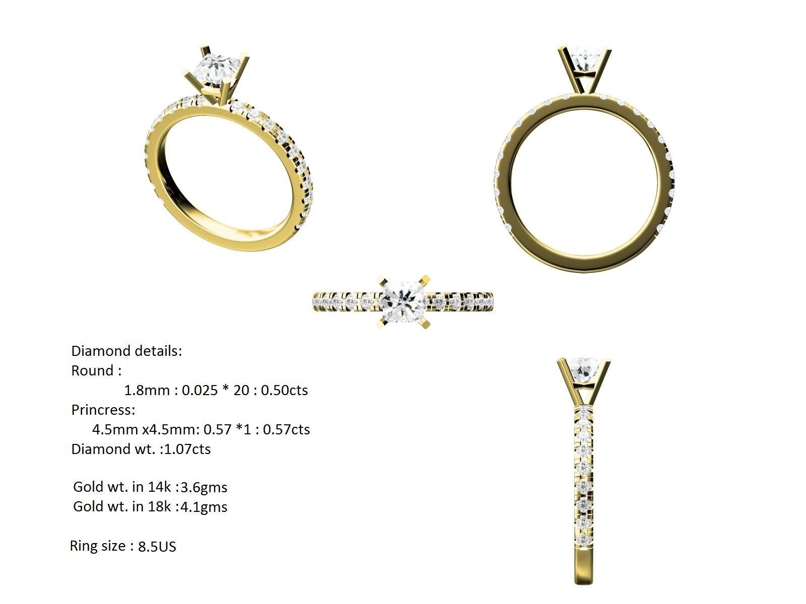 Women solitaire ring full US finger size 3dm stl render detail  3D print model_9