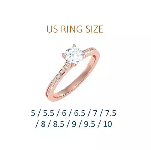 Women solitaire ring full US finger size 3dm stl render detail