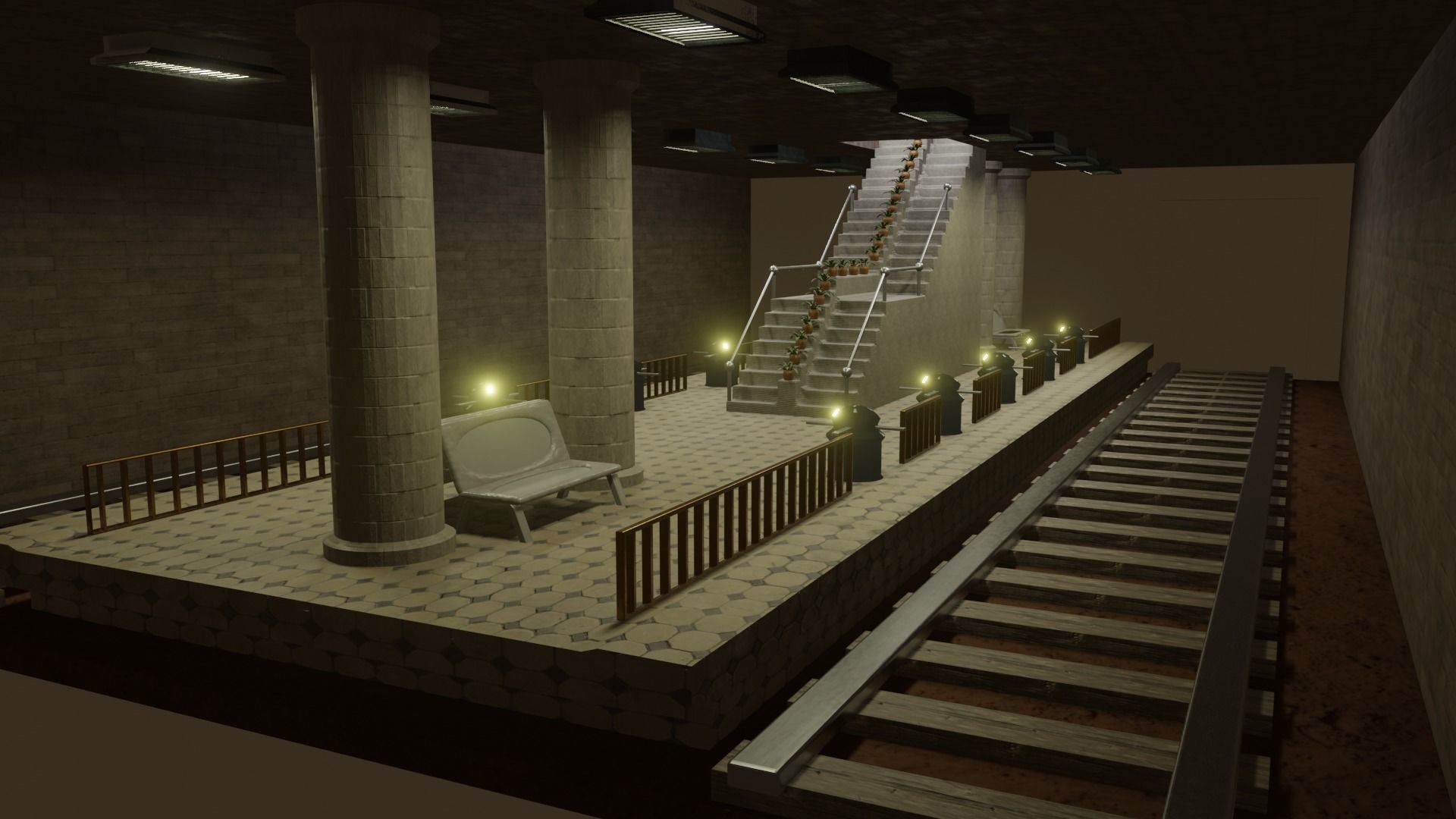 Underground Subway Station Low-poly 3D model_3