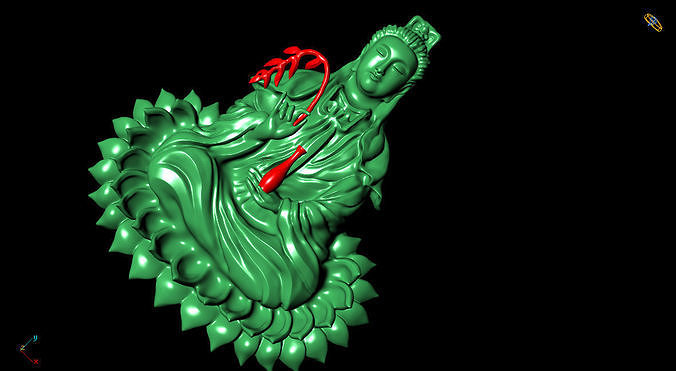 Statue of Guan Yin sitting on a lotus 3D print model