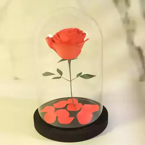 RED ROSE IN GLASS DOME Free 3D model