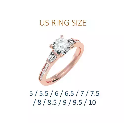 Women solitaire ring full US finger size 3dm stl render detail