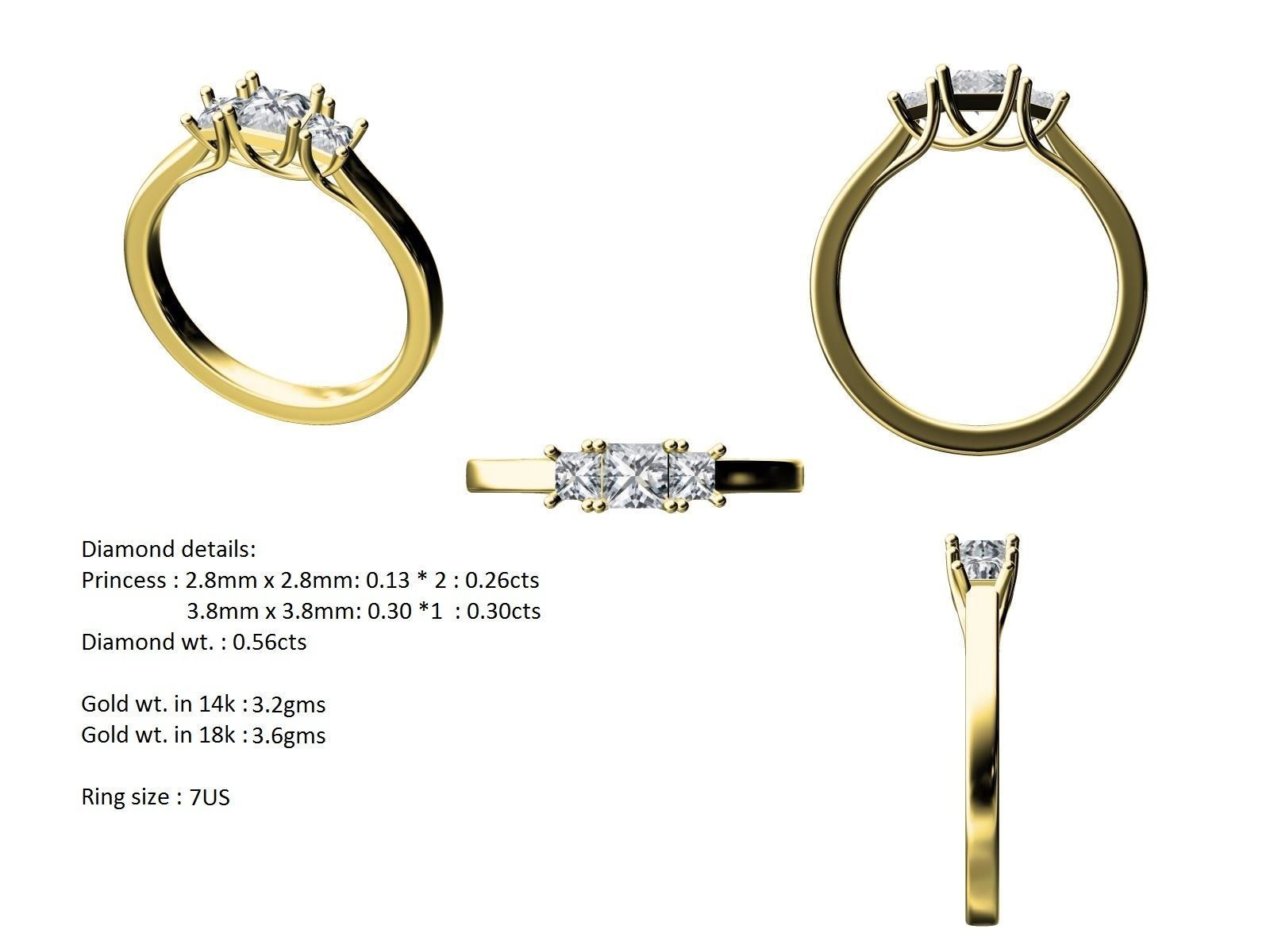 Women solitaire ring full US finger size 3dm stl render detail 3D print model_6