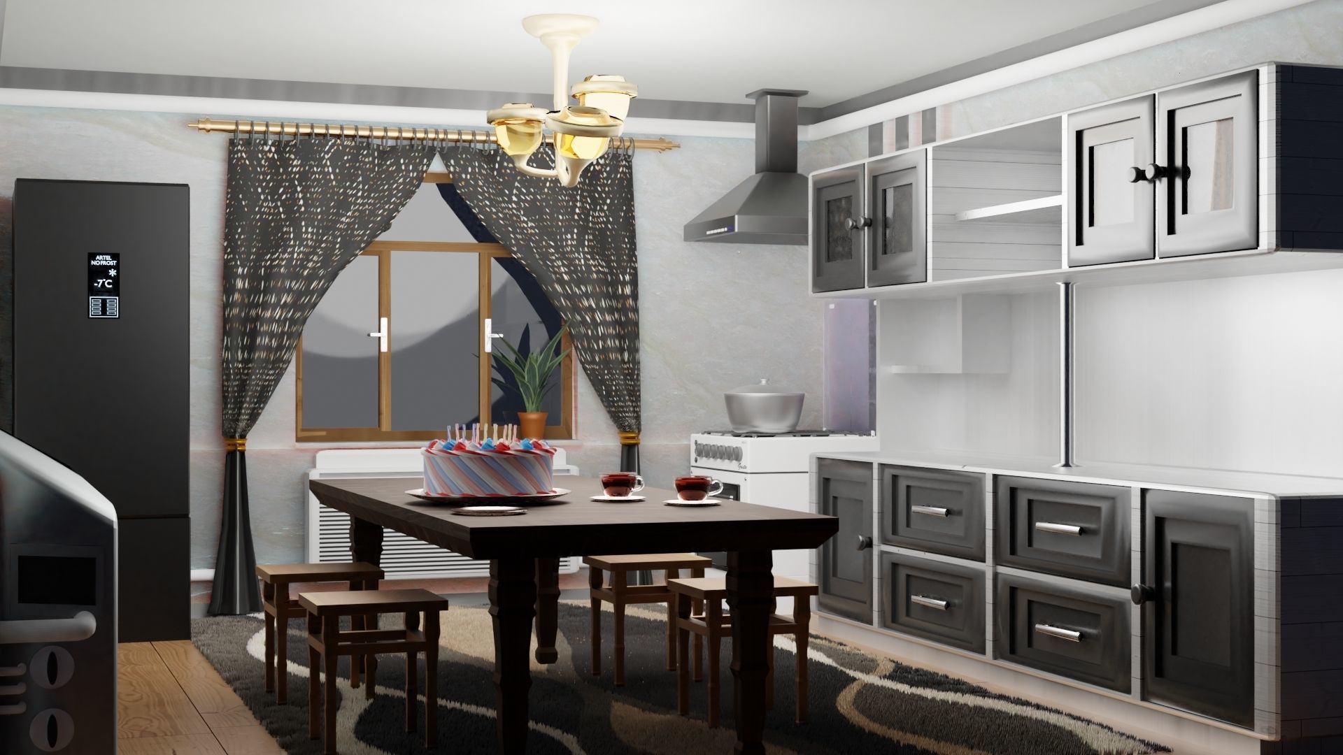Kitchen room 3D model_1
