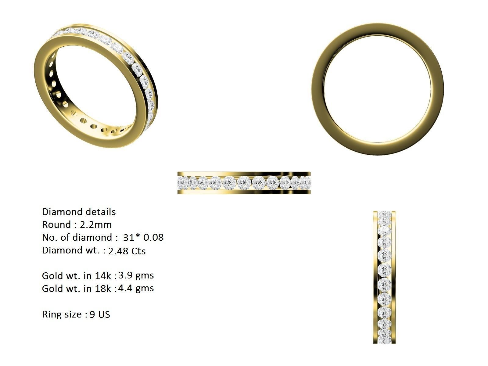Women solitaire ring full US finger size 3dm stl render detail 3D print model_10
