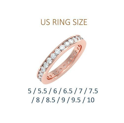 Women solitaire ring full US finger size 3dm stl render detail 3D print model