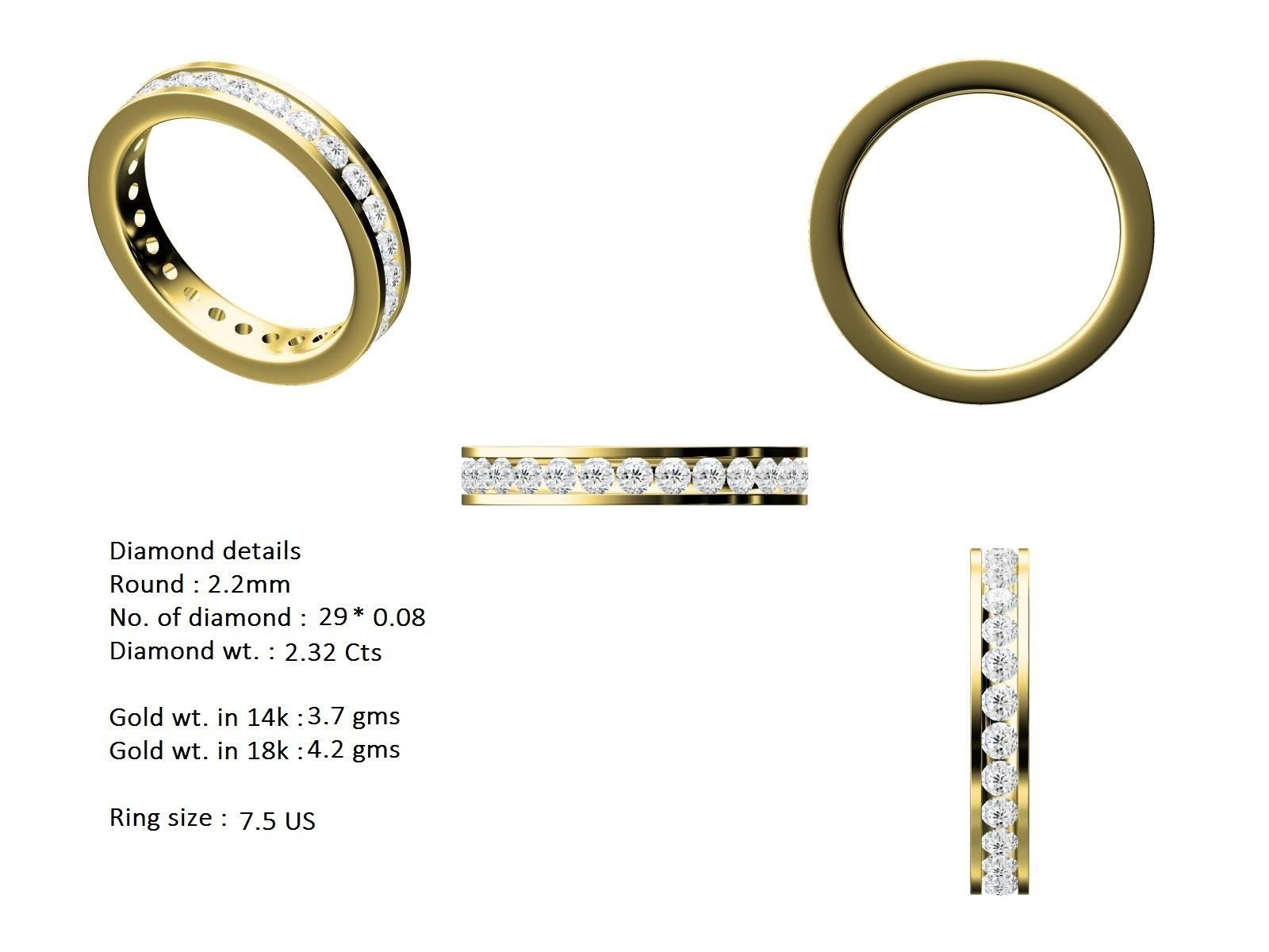Women solitaire ring full US finger size 3dm stl render detail 3D print model_7