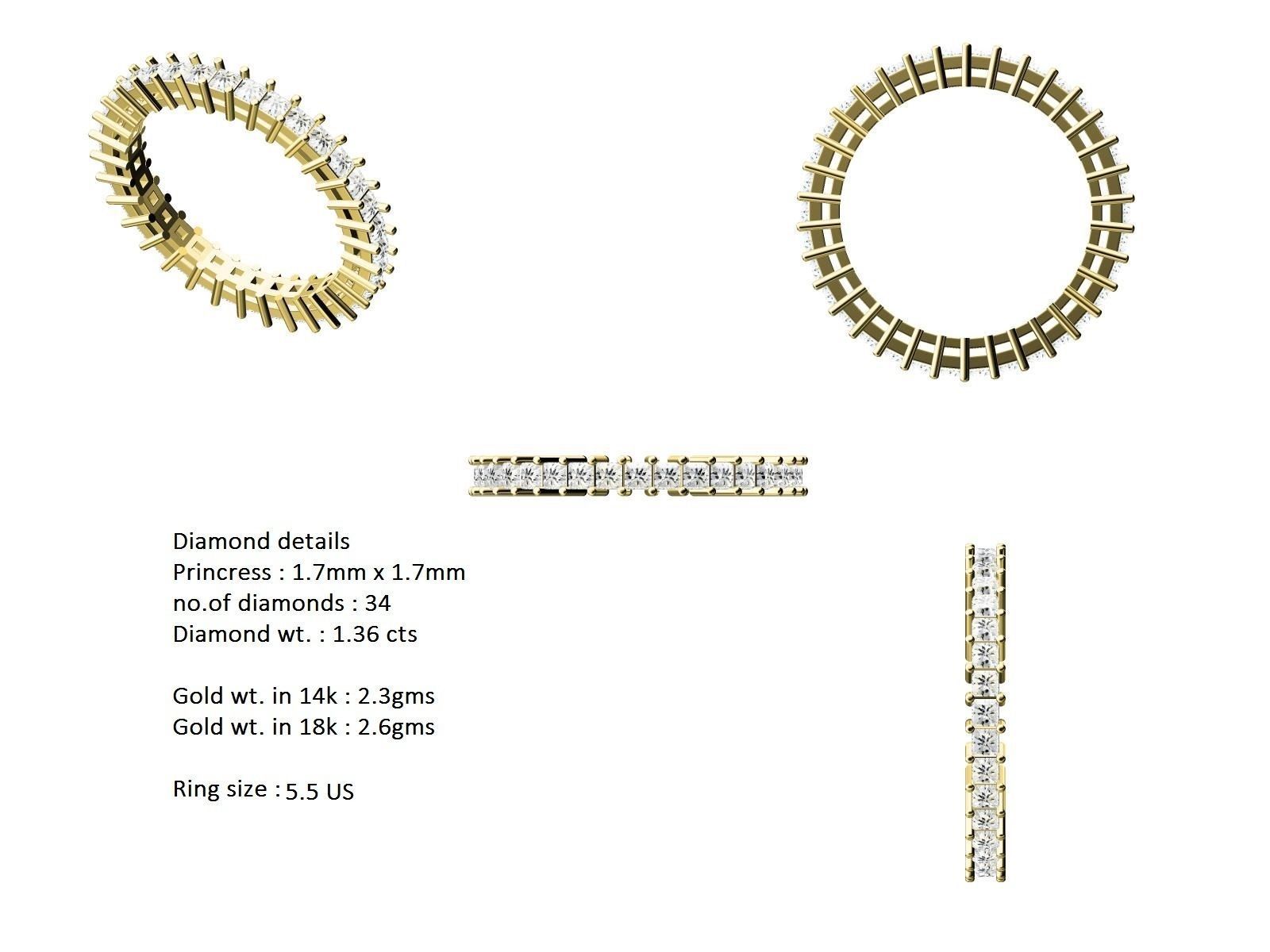 Women solitaire ring full US finger size 3dm stl render detail 3D print model_3