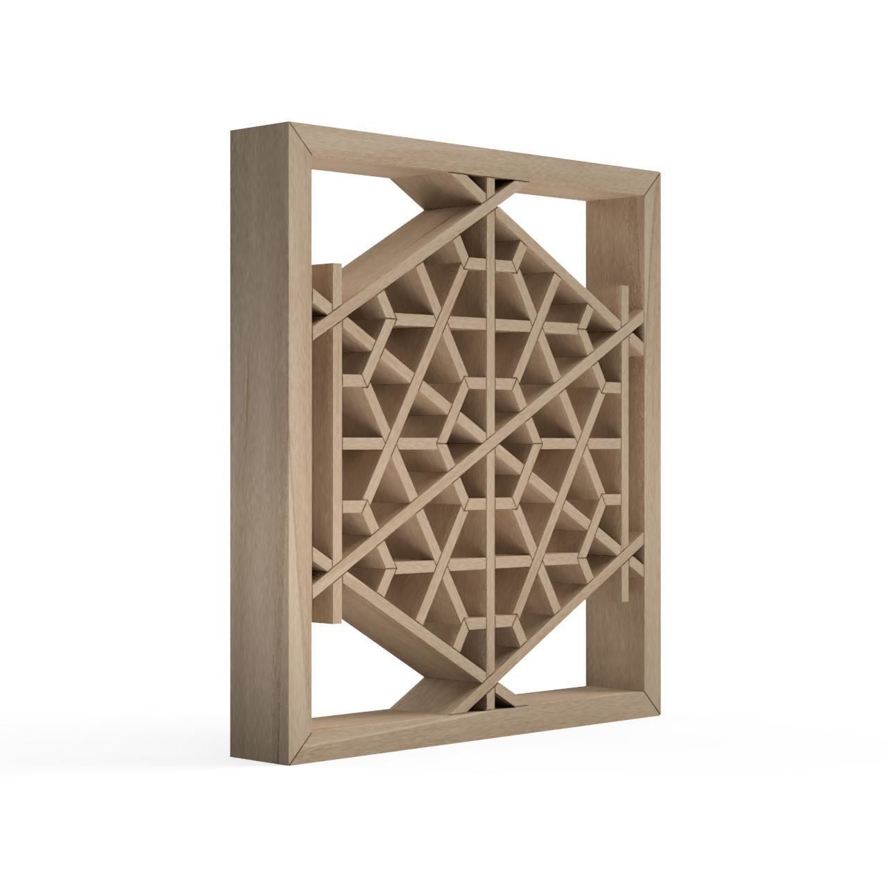 Yaekikko wooden frame with geometric design 3D print model_2